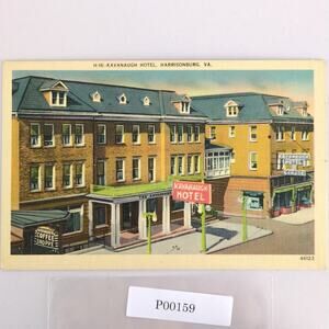 Vintage Harrisonburg Virginia Linen Postcard Kavanaugh Hotel 1940s Unused